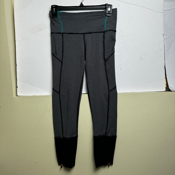 Lululemon Rebel Runner Crop Mini Stripe Ankle Zip Reflective High Waist Pockets - Picture 2 of 16